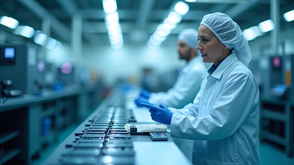 Batteriezellenfertigung mit Prozessvisualisierung und Qualitätskontrolle in einer hochmodernen Produktionsstätte